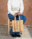 Raffia Hand Bag – Handmade Moroccan Raffia Bag with Flat Handle