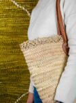 Handmade Moroccan Beach Basket – Natural Straw with Long Leather