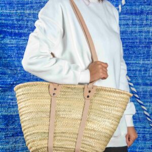Straw Towel Basket – Reinforced Moroccan Palm Leaf Basket