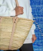 Straw Towel Basket – Reinforced Moroccan Palm Leaf Basket