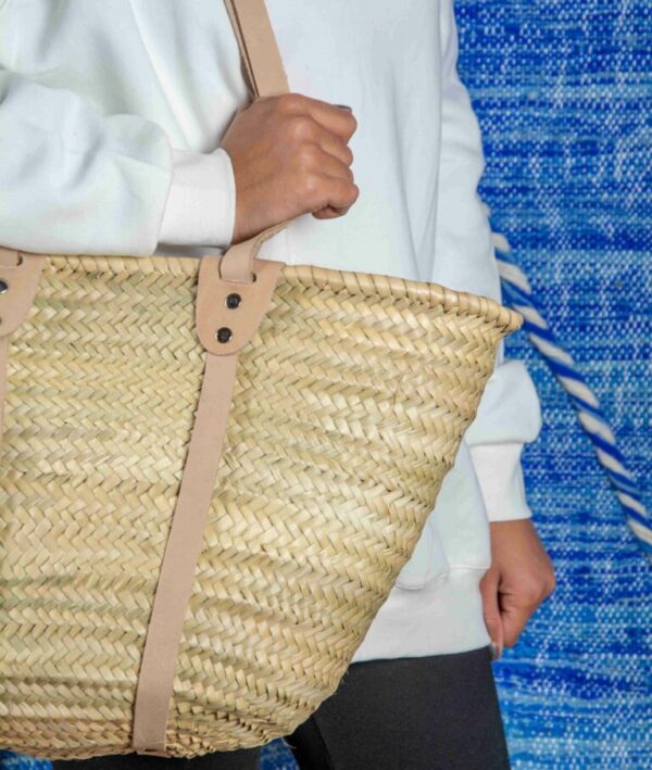 Straw Towel Basket – Reinforced Moroccan Palm Leaf Basket