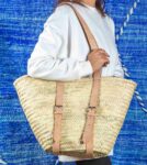 Wicker Towel Basket – Moroccan Beach Basket with Genuine and Natural Palm Leaf Chic