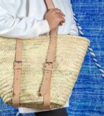 Wicker Towel Basket – Moroccan Beach Basket with Genuine and Natural Palm Leaf Chic