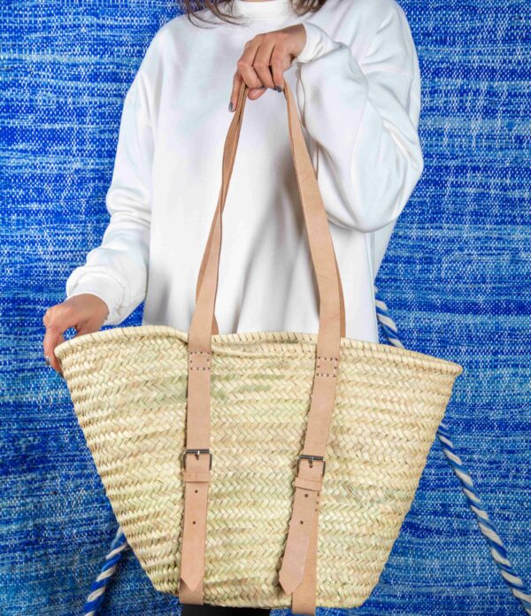 Wicker Towel Basket – Moroccan Beach Basket with Genuine and Natural Palm Leaf Chic
