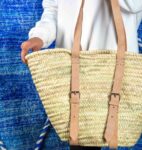 Wicker Towel Basket – Moroccan Beach Basket with Genuine and Natural Palm Leaf Chic