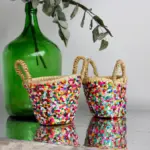 Mini Sequin Straw Basket – Handwoven Boho Basket for Home or Outings (12 cm)