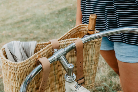 Bike French Market Basket – Handwoven Palm Leaf Bicycle Basket with Timeless Charm