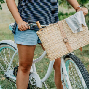 Bike French Market Basket – Handwoven Palm Leaf Bicycle Basket with Timeless Charm