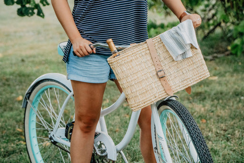 Bike French Market Basket – Handwoven Palm Leaf Bicycle Basket with Timeless Charm