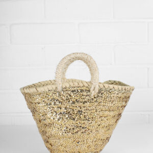 Mini Sequin Baskets – Handwoven Palm Leaf Basket with Colorful Sequins