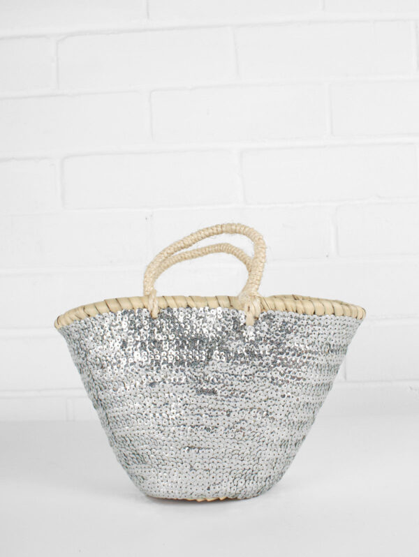 Mini Sequin Baskets – Handwoven Palm Leaf Basket with Colorful Sequins