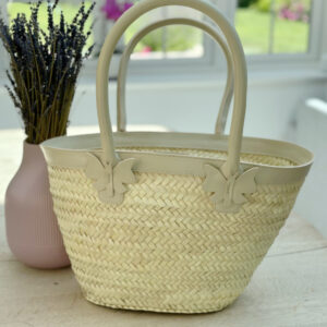Bordeaux Luxe Leather Detail Basket Bag – Medium+ Size