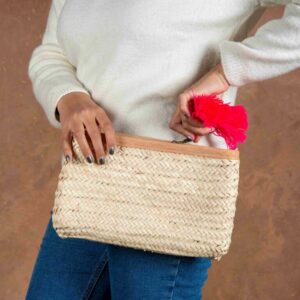 Marrakech Tassel Clutch – Handmade Palm Leaf Clutch with Zipper