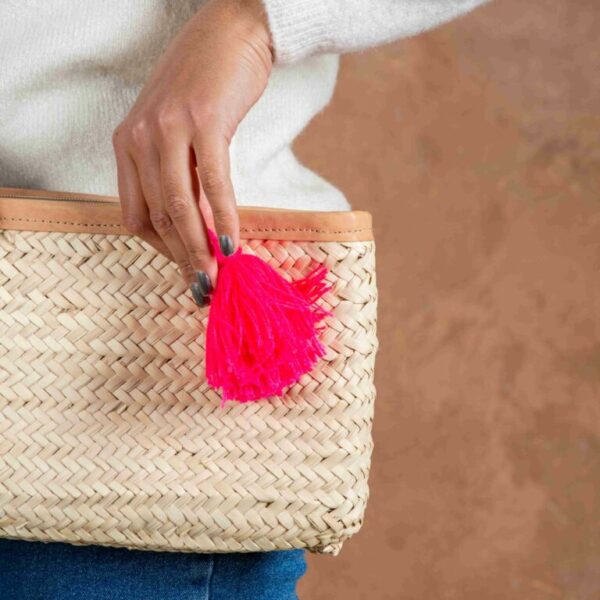 Marrakech Tassel Clutch – Handmade Palm Leaf Clutch with Zipper