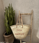 "Jolie Maman" Handwoven Straw Basket – Moroccan Artisan Bag