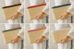 Moroccan Palm Leaf Clutch – Handmade Rectangular Bag with Leather Finish