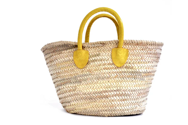 Mini French Market Tote – Handmade Straw Bag with Alligator