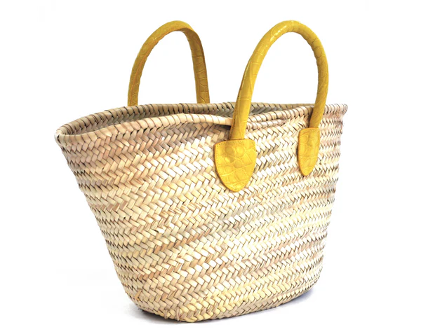 Mini French Market Tote – Handmade Straw Bag with Alligator