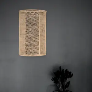 Honeycomb Wicker Wall Sconce – Large Handmade Moroccan Wall