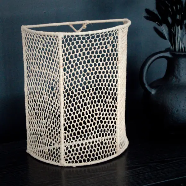 Honeycomb Wicker Wall Sconce – Medium Handmade Moroccan Wall