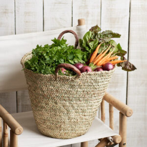 Tangier Rustic Basket – Handmade Palm Leaf Storage Basket |