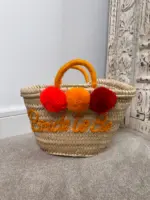 Mini Personalised Straw Bag – Handwoven Moroccan Basket from Palm Leaf