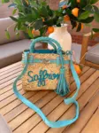 Real Suede Straw Personalised Bag – Handwoven Moroccan Basket with Suede Detail