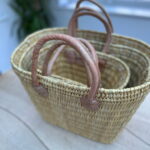 Sophie Tapered Stacking Reed Basket – Short Leather Handles