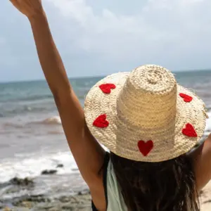 Love Heart Straw Hat – Handwoven Moroccan Hat with Heart Detail