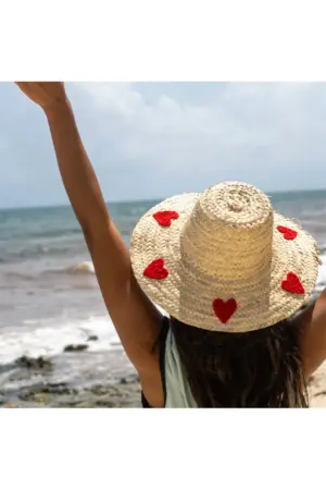 Love Heart Straw Hat – Handwoven Moroccan Hat with Heart Detail