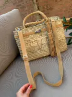 Real Suede Straw Personalised Bag – Handwoven Moroccan Basket with Suede Detail