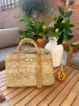 Real Suede Straw Personalised Bag – Handwoven Moroccan Basket with Suede Detail