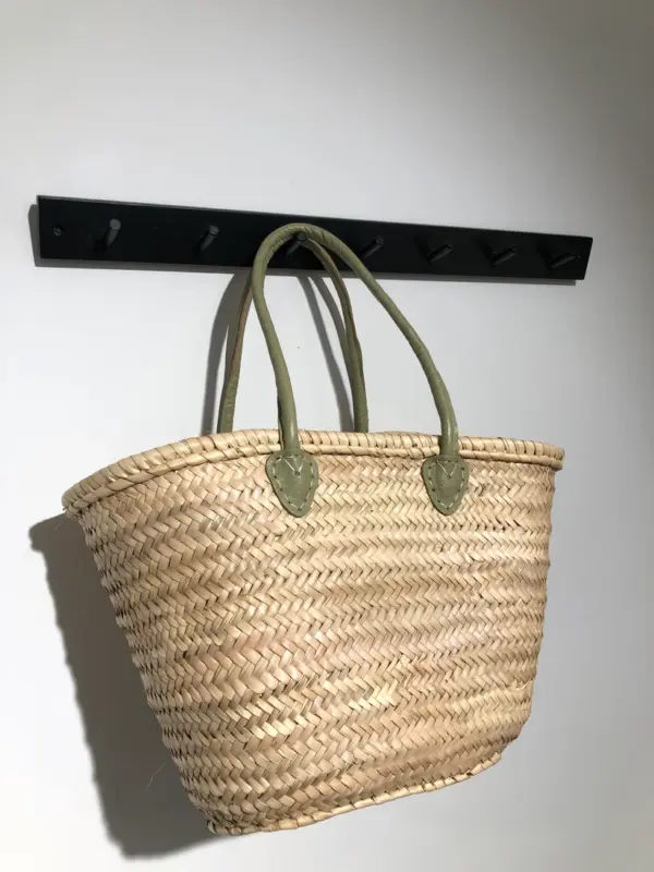 French Market Basket with Deluxe Leather Handle – 3 Colors –
