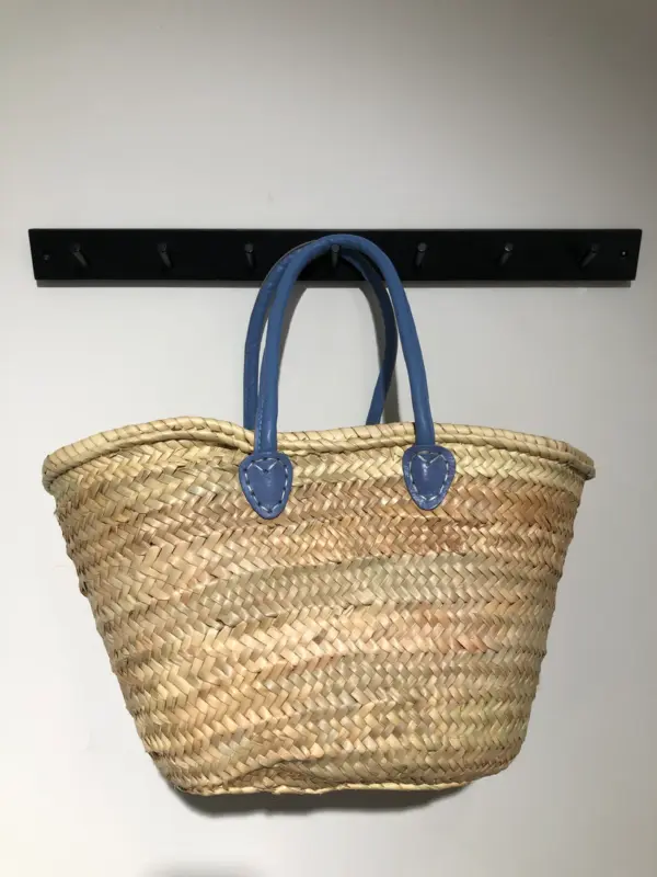 French Market Basket with Deluxe Leather Handle – 3 Colors –