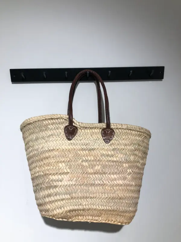 French Market Basket with Deluxe Leather Handle – 3 Colors –