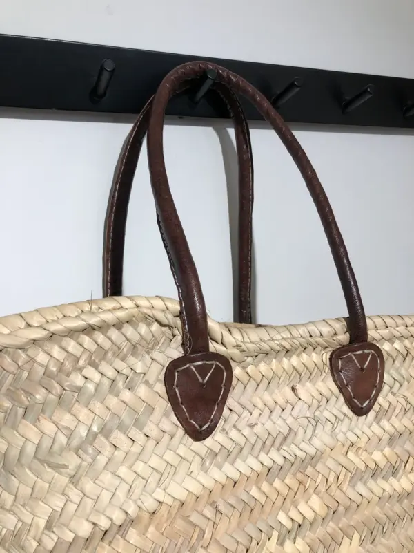French Market Basket with Deluxe Leather Handle – 3 Colors –