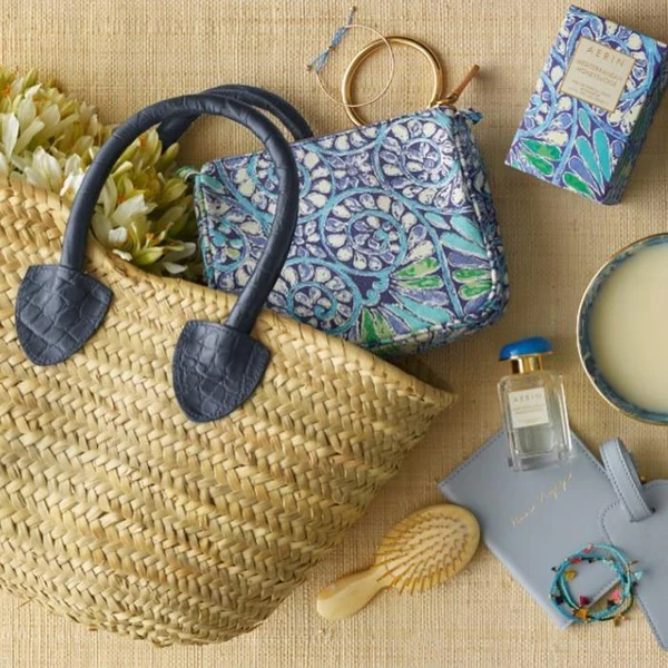 Mini French Market Tote – Handmade Straw Bag with Alligator