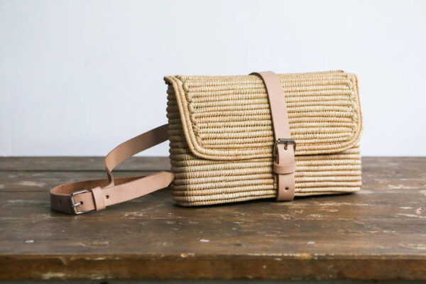 Woven Belt Bag – Handmade Moroccan Fanny Pack & Crossbody Purse with Leather Strap