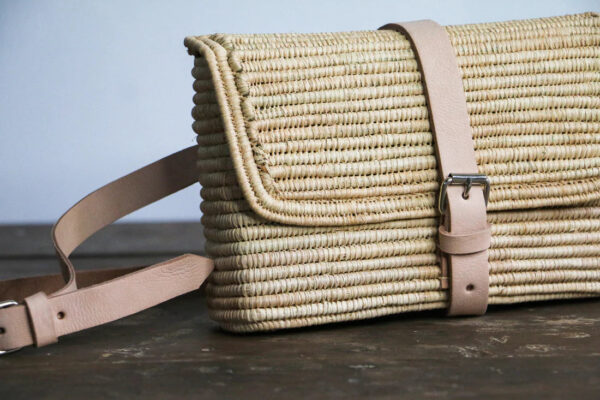 Woven Belt Bag – Handmade Moroccan Fanny Pack & Crossbody Purse with Leather Strap