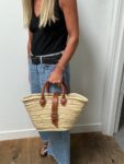 Straw Basket – Small French Market-Style Tote with Leather Reinforcement