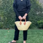 Mini French Market Tote – Handmade Straw Bag with Alligator