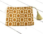 Large Mustard Moroccan Clutch – Handcrafted with Zellige Mot
