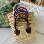 Mini French Market Tote – Handmade Straw Bag with Alligator