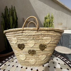 Moroccan Heart-Shaped Beach Basket – Handwoven Palm Leaf Tot