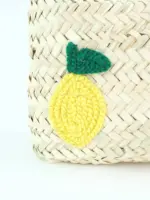 Lemons Clutch in Black – Handwoven Raffia Clutch with Lemon