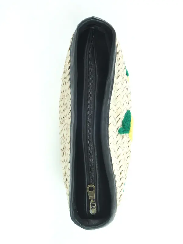 Lemons Clutch in Black – Handwoven Raffia Clutch with Lemon