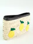 Lemons Clutch in Black – Handwoven Raffia Clutch with Lemon