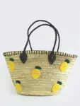 Midi Lemon Zest Raffia Shopper – Handwoven Straw Tote