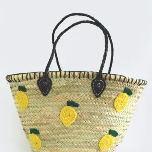 Midi Lemon Zest Raffia Shopper – Handwoven Straw Tote