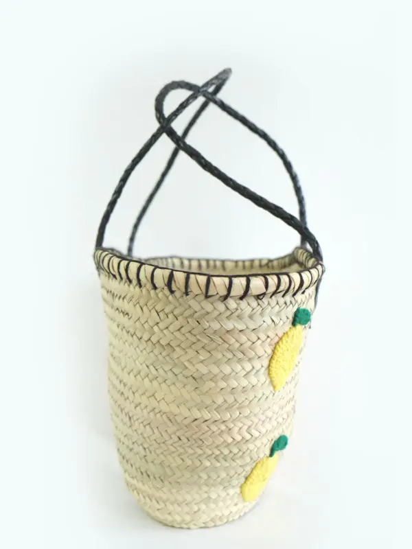 Midi Lemon Zest Raffia Shopper – Handwoven Straw Tote
